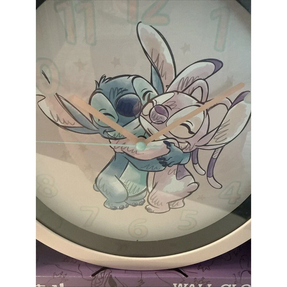 Disney Lilo & Stitch Angel Pink Analog Wall Clock 10 Inch New